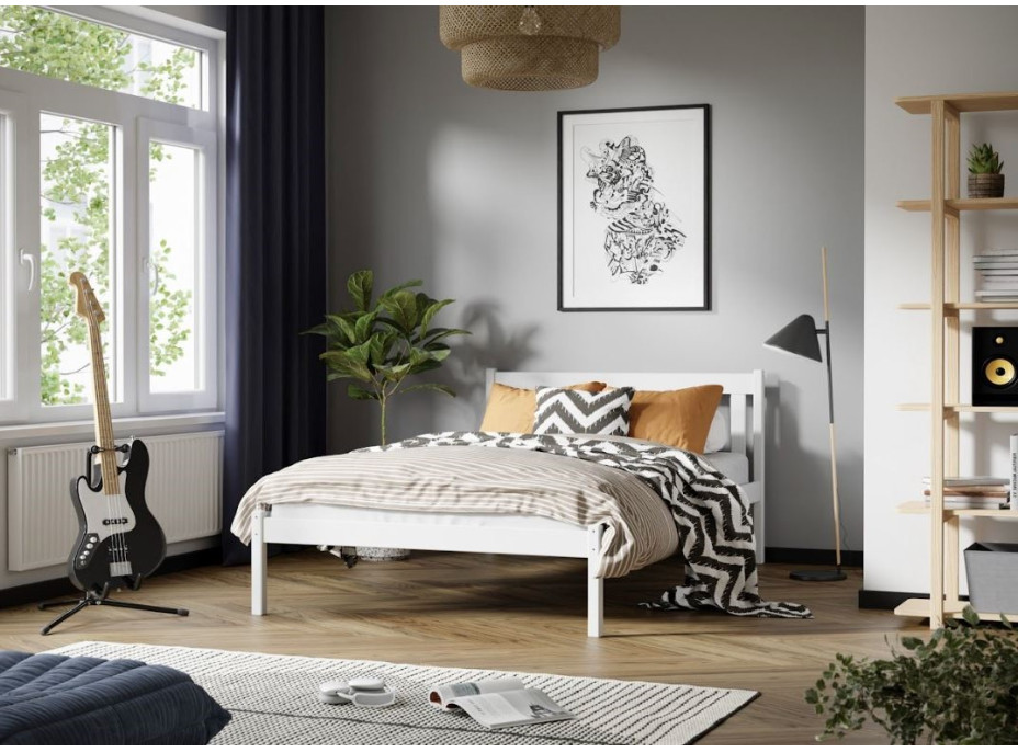 Detská posteľ z masívu borovice TINA - 200x120 cm - BIELA