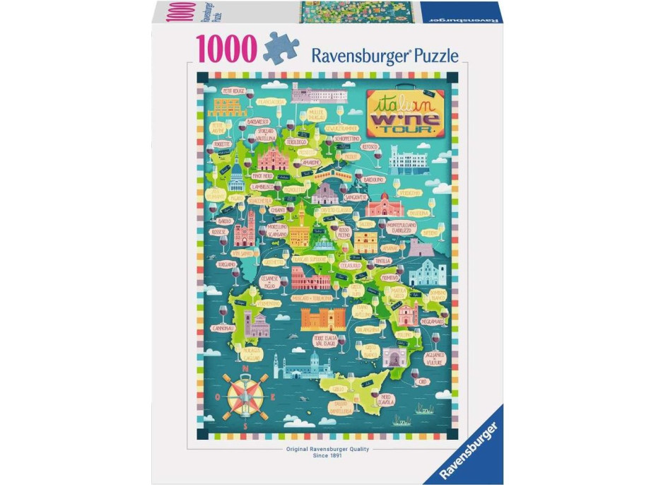 RAVENSBURGER Puzzle Mapa Taliansko - Talianska vinárska prehliadka 1000 dielikov
