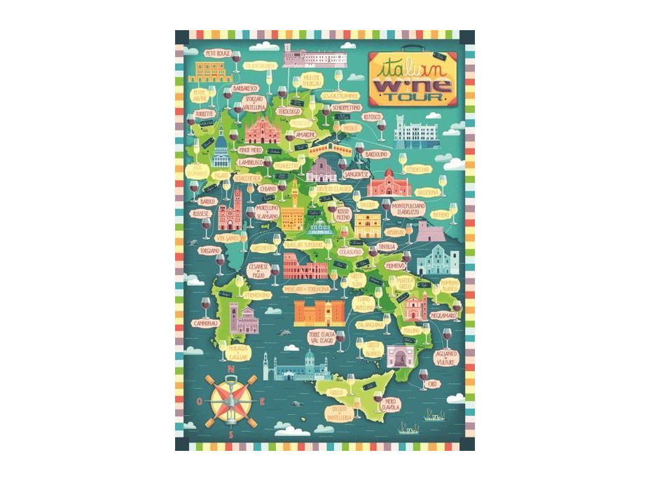 RAVENSBURGER Puzzle Mapa Taliansko - Talianska vinárska prehliadka 1000 dielikov