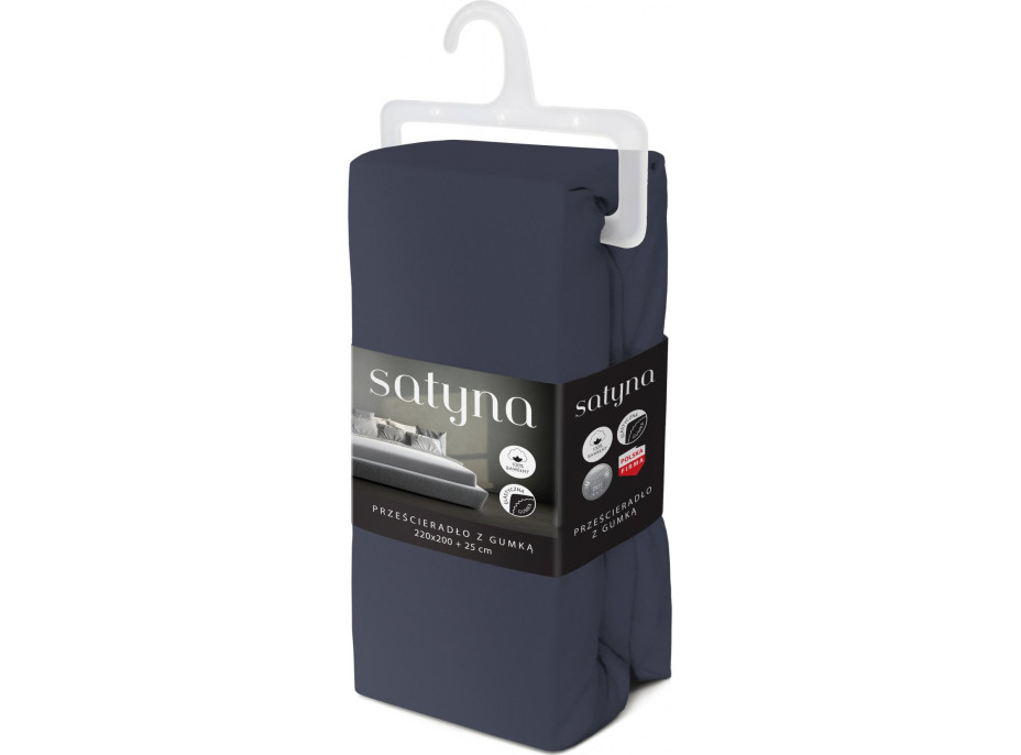 Prestieradlo FASHION 220x200 cm + 25 cm - bavlnený satén - tmavo modré