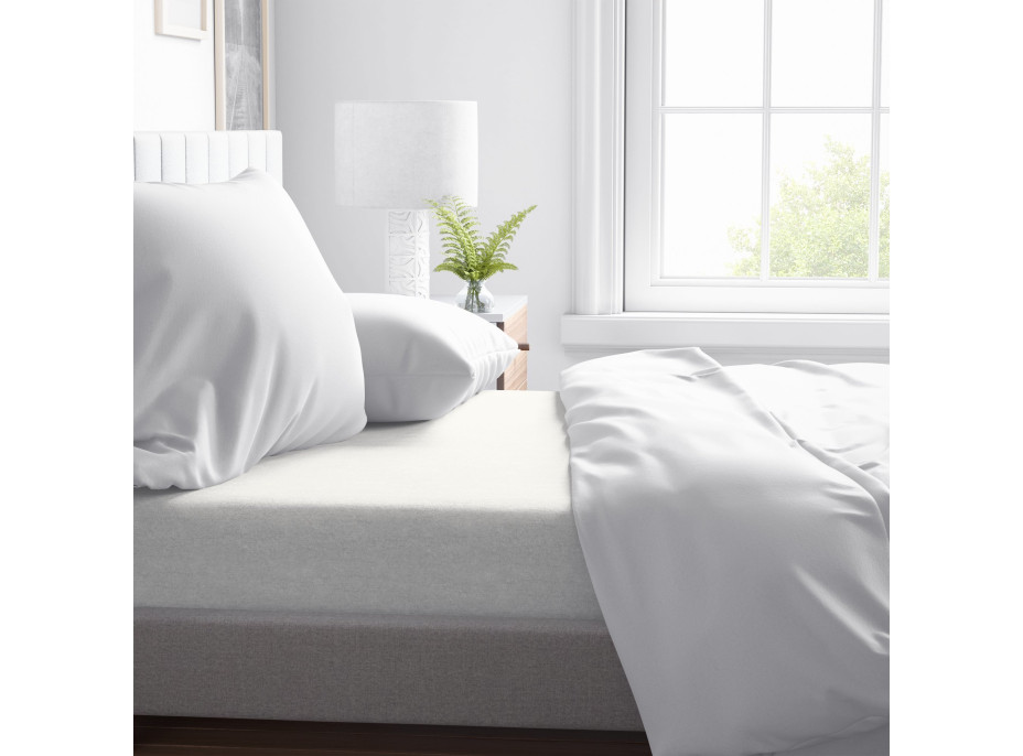 Bavlnená prestieradlo FASHION 200x90 cm + 25 cm - biele