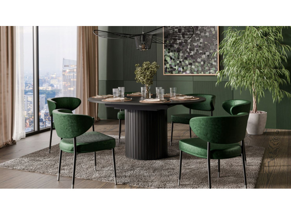 Rozkladací okrúhly jedálenský stôl ZANTE ZA9 - čierny