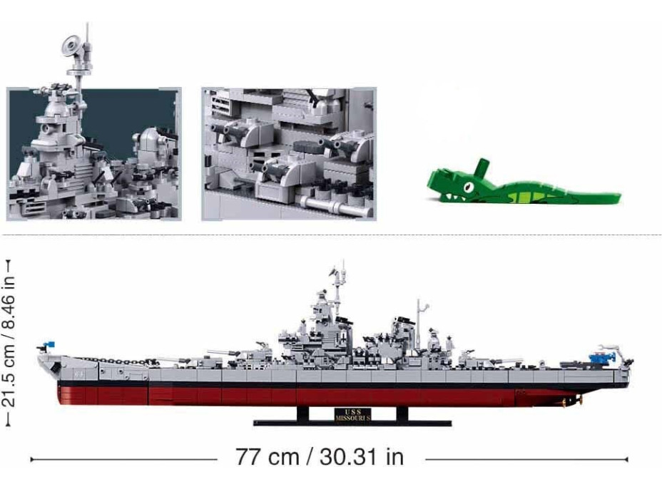 Sluban Model Bricks M38-B1291 Bojová loď USS Missouri 1:350