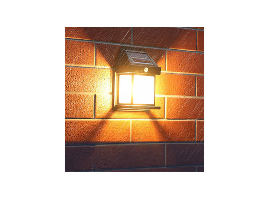 Solight LED solárny lampáš nástenný, teplá biela, 12x17cm, čierna