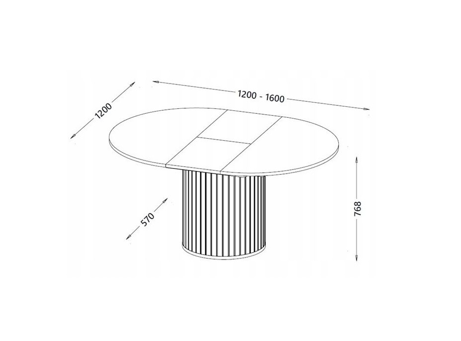 Rozkladací okrúhly jedálenský stôl ZANTE ZA9 - čierny