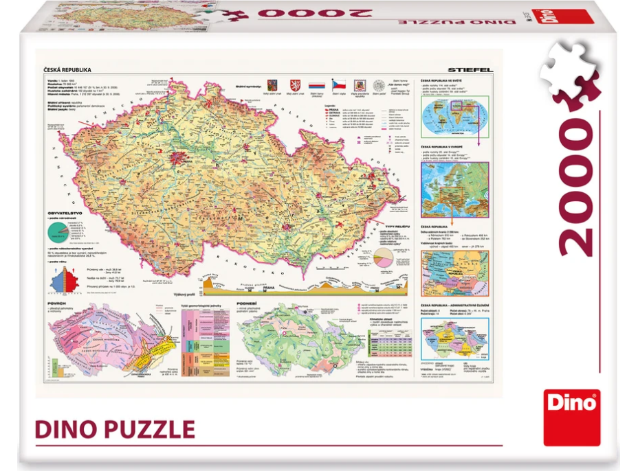 DINO Puzzle Mapa Českej republiky 2000 dielikov