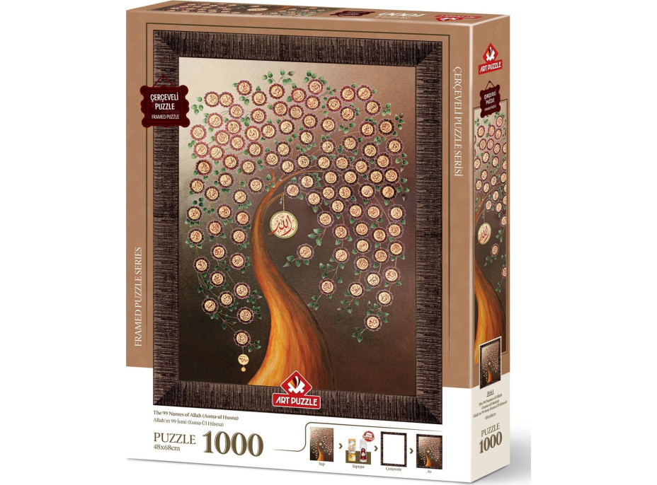 ART PUZZLE Puzzle s rámom a lepidlom 3v1 99 mien Alaha 1000 dielikov