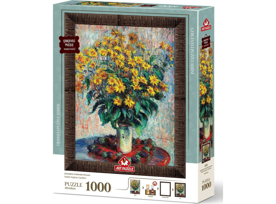 ART PUZZLE Puzzle s rámom a lepidlom 3v1 Kvety jeruzalemského artičoka 1000 dielikov