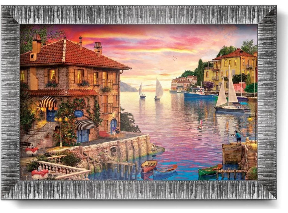 ART PUZZLE Puzzle s rámom a lepidlom 3v1 Stredomorský prístav 1000 dielikov