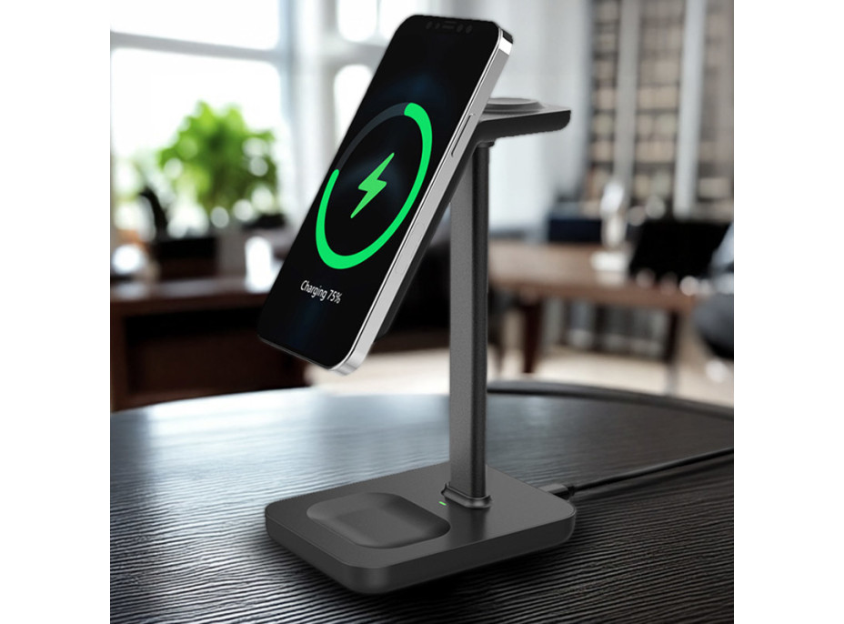 Solight stolná nabíjačka 3v1, Qi2, MagSafe kompatibilná