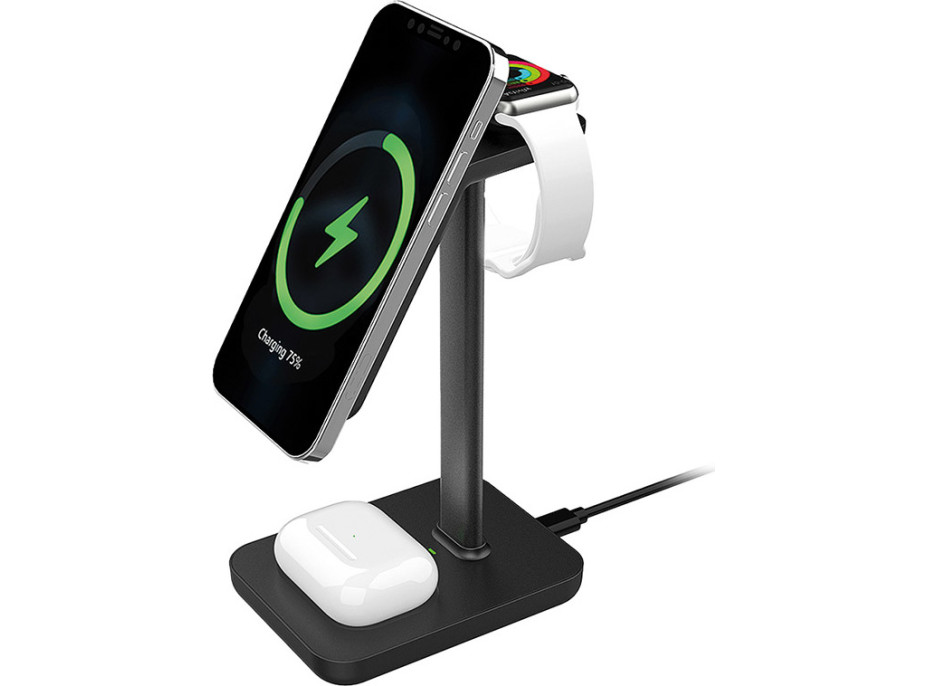 Solight stolná nabíjačka 3v1, Qi2, MagSafe kompatibilná