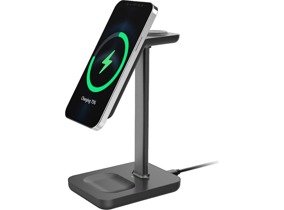 Solight stolná nabíjačka 3v1, Qi2, MagSafe kompatibilná