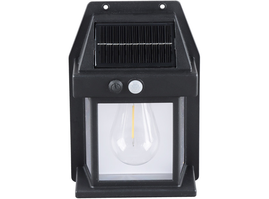 Solight LED solárny lampáš nástenný, teplá biela, 12x17cm, čierna