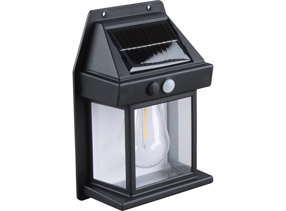 Solight LED solárny lampáš nástenný, teplá biela, 12x17cm, čierna