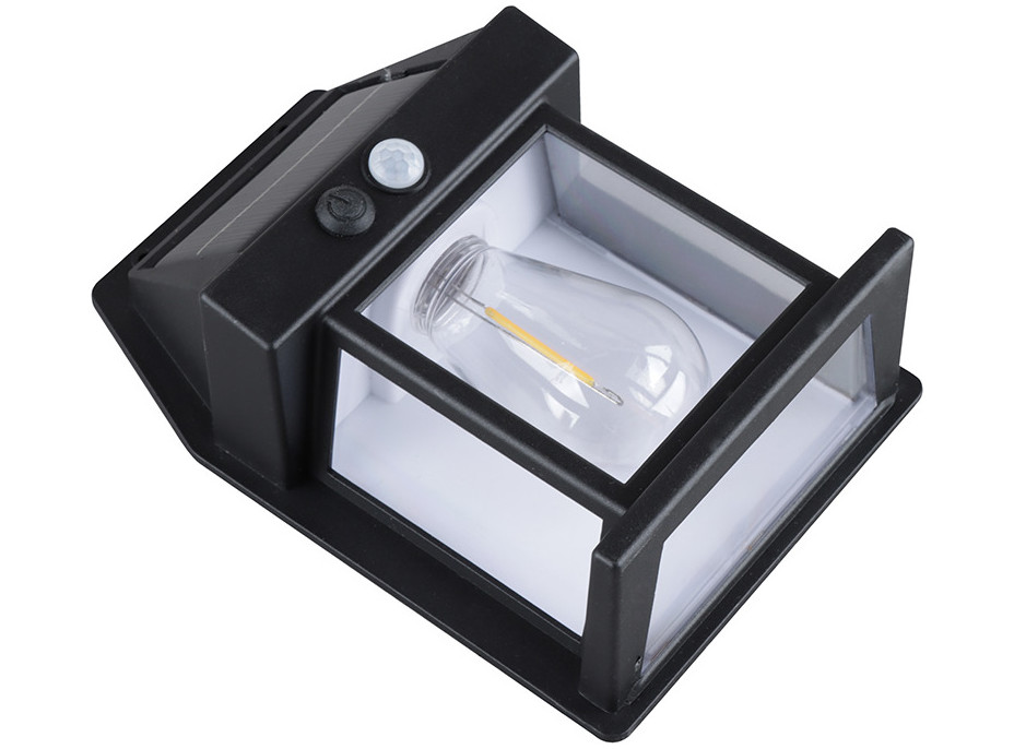 Solight LED solárny lampáš nástenný, teplá biela, 12x17cm, čierna