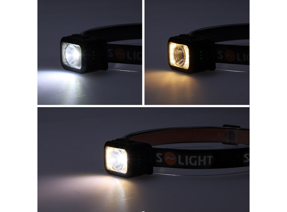 Solight LED čelové nabíjacie svietidlo, 170lm, teplé + studené svetlo, Li-Ion