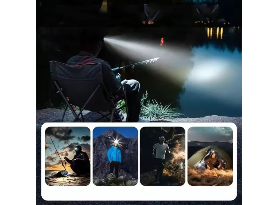 Solight LED čelové nabíjacie svietidlo, 100lm, sensor, Li-Ion