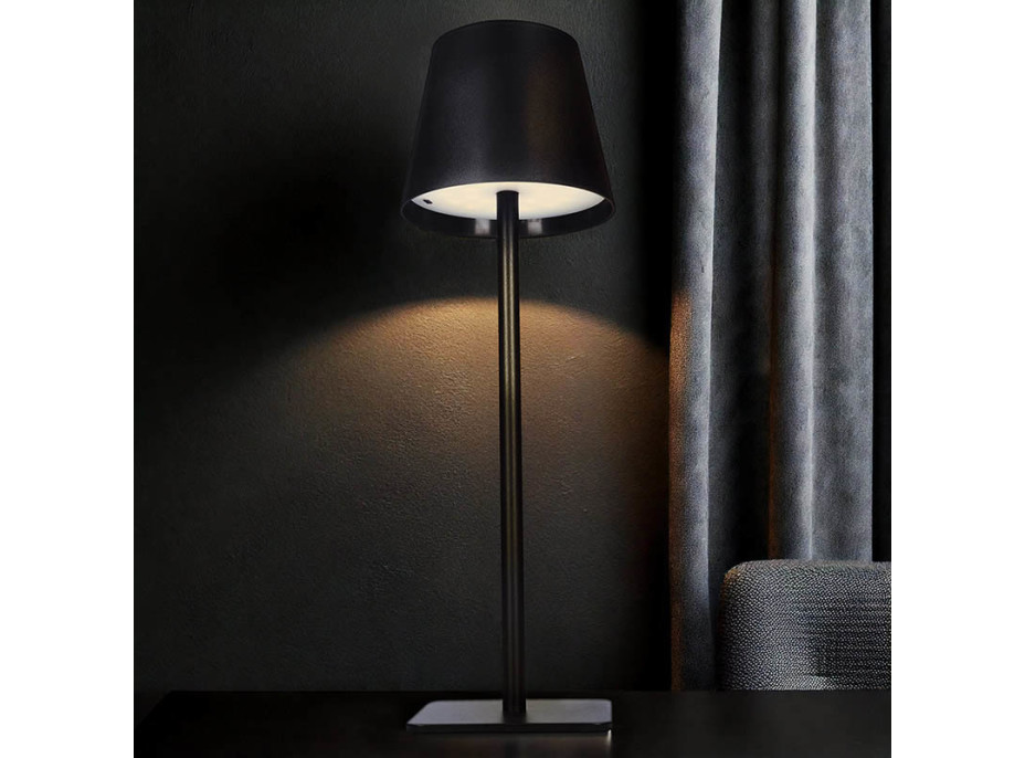 Solight LED nabíjacia lampička Lucca, 120lm, zmena CCT, stmievanie, čierna
