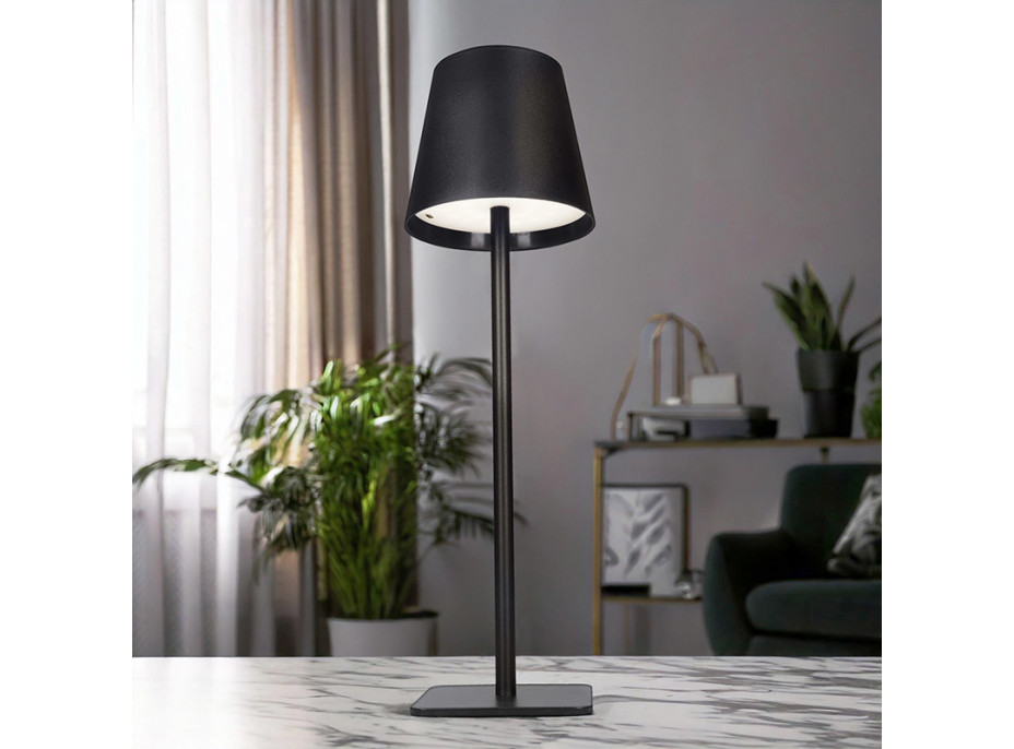 Solight LED nabíjacia lampička Lucca, 120lm, zmena CCT, stmievanie, čierna