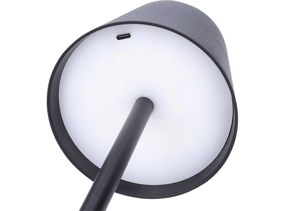 Solight LED nabíjacia lampička Lucca, 120lm, zmena CCT, stmievanie, čierna