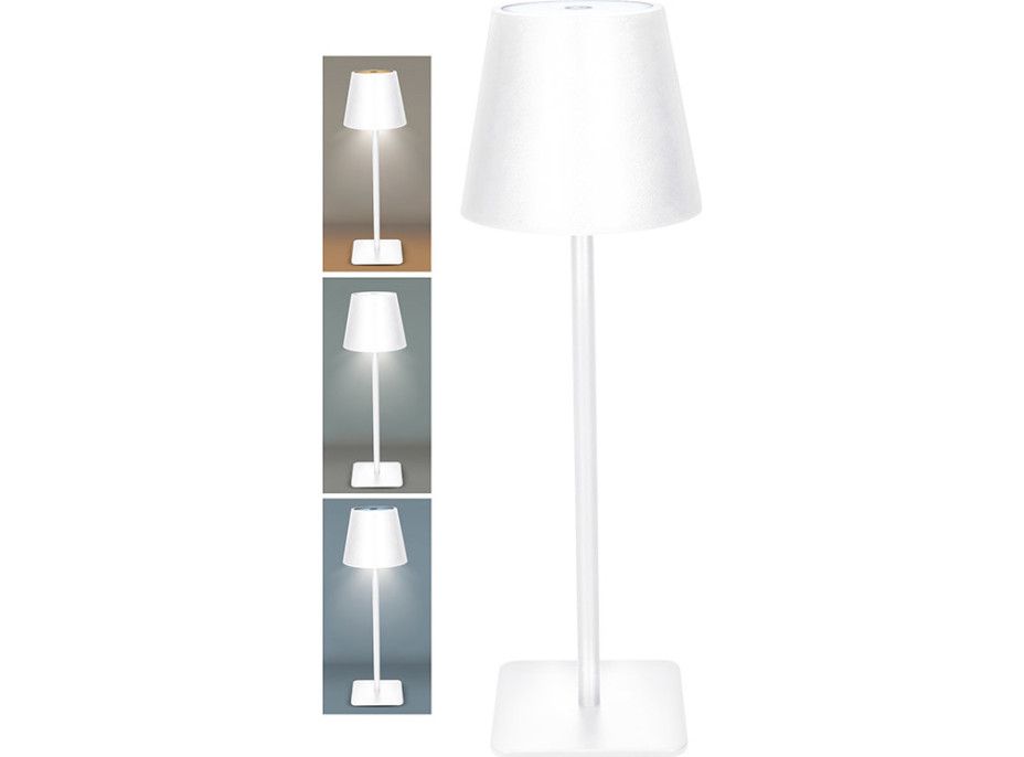 Solight LED nabíjacia lampička Lucca, 120lm, zmena CCT, stmievanie, biela