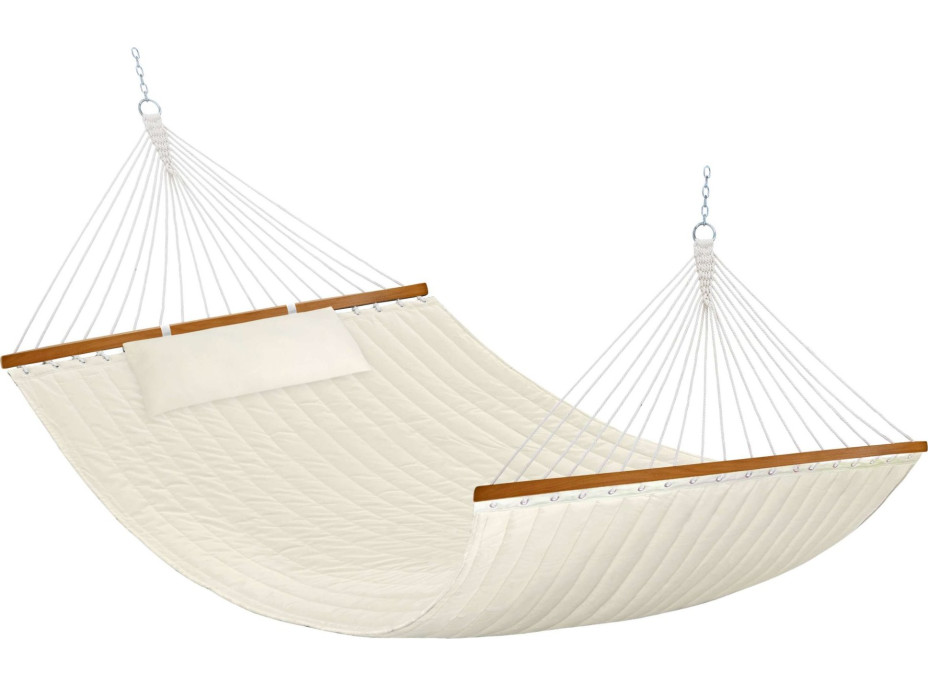 Závesná hojdacia sieť LUMO PREMIUM DUO prešívaná - 200x140 cm - ecru