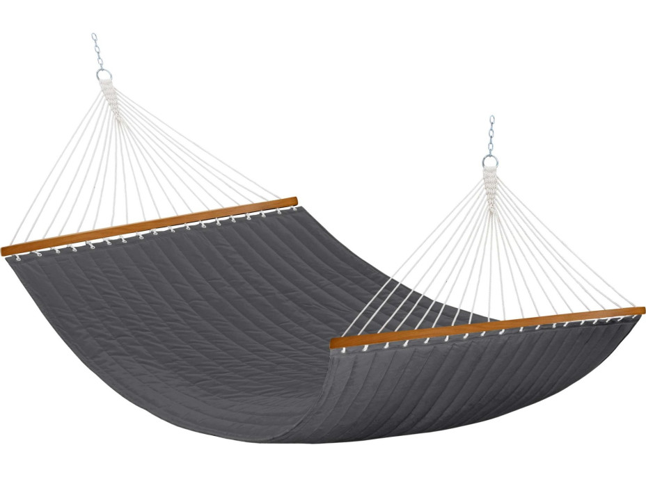 Závesná hojdacia sieť LUMO PREMIUM DUO prešívaná - 200x140 cm - šedá