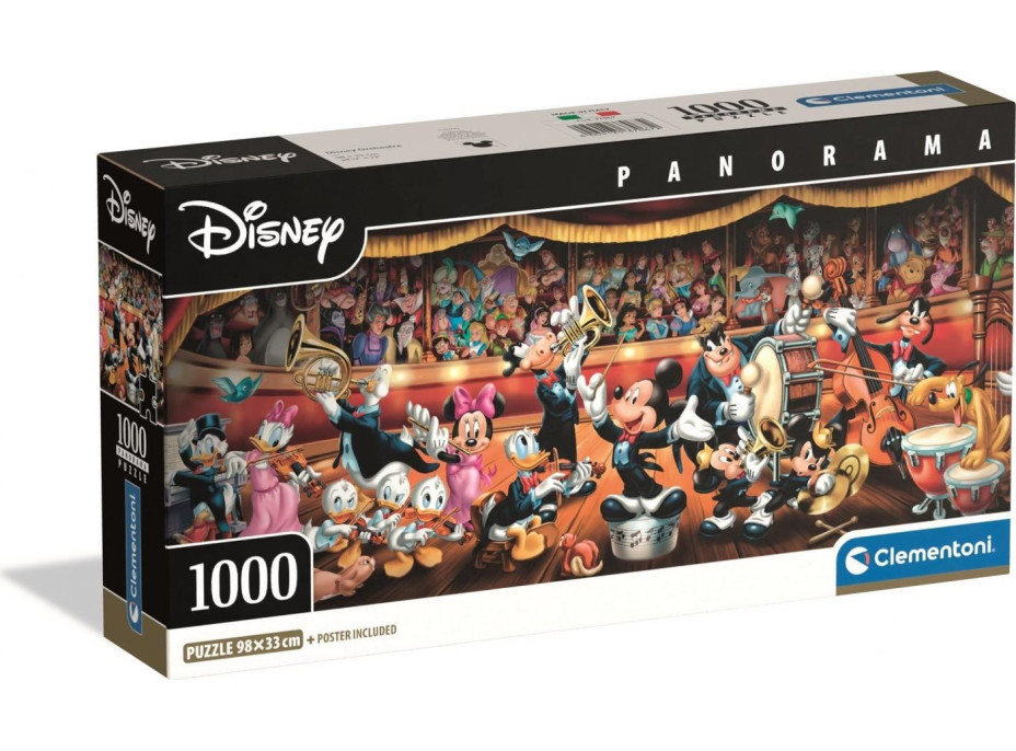 CLEMENTONI Panoramatické puzzle Disney orchester 1000 dielikov