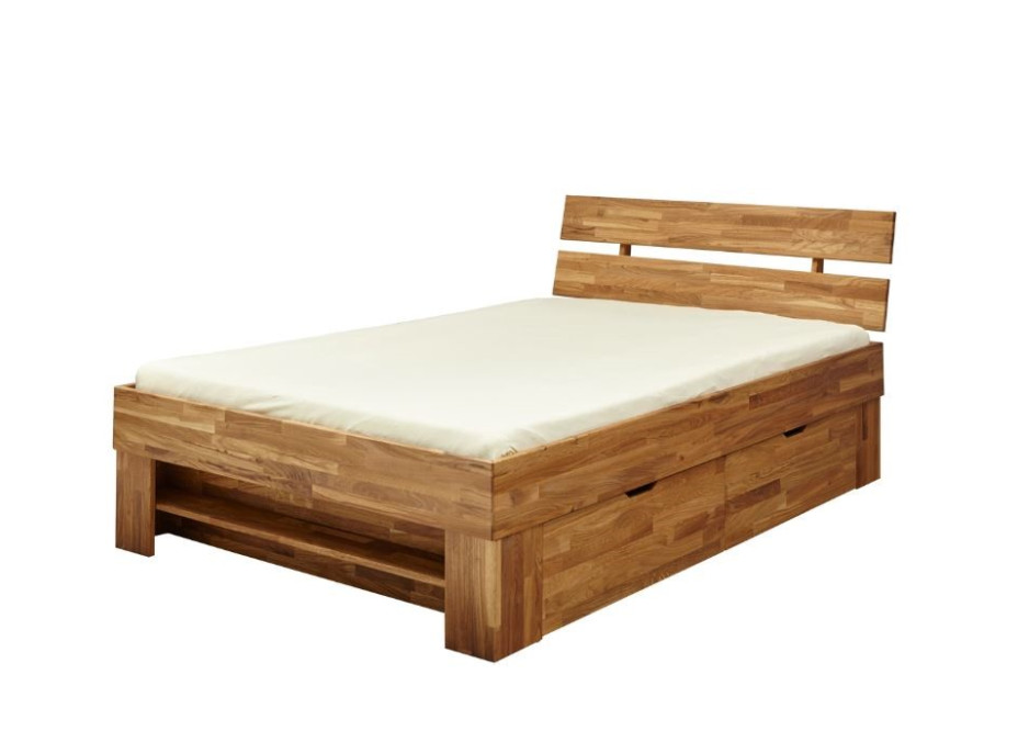Posteľ z masívu duba cink FRED CUBE so šuplíkmi 200x180 cm
