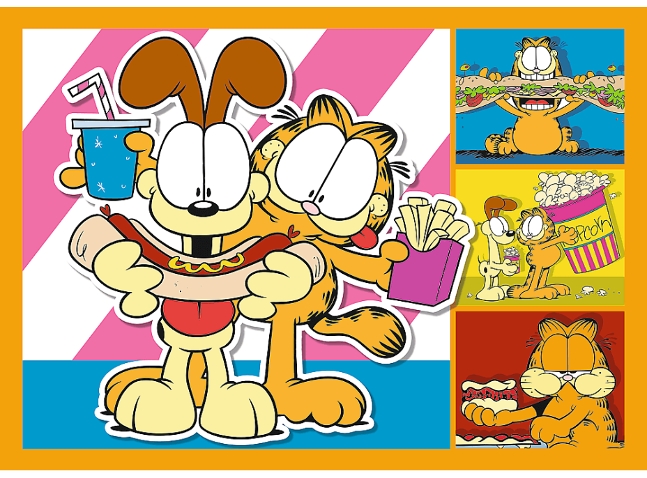 TREFL Puzzle Garfield miluje lasagne 4v1 (35,48,54,70 dielikov)