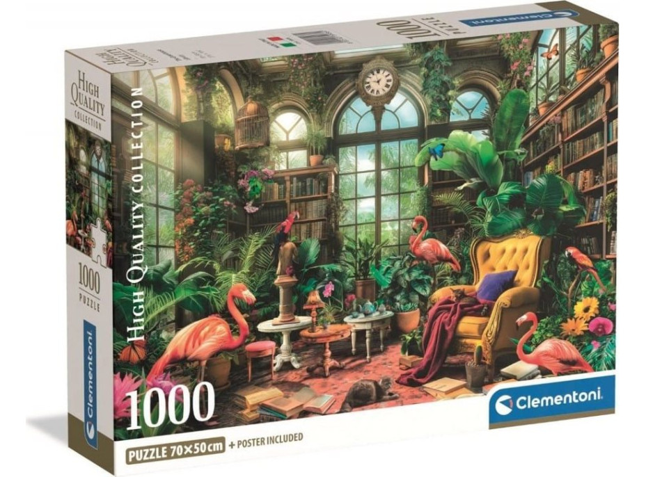 CLEMENTONI Puzzle Knižnica v skleníku 1000 dielikov