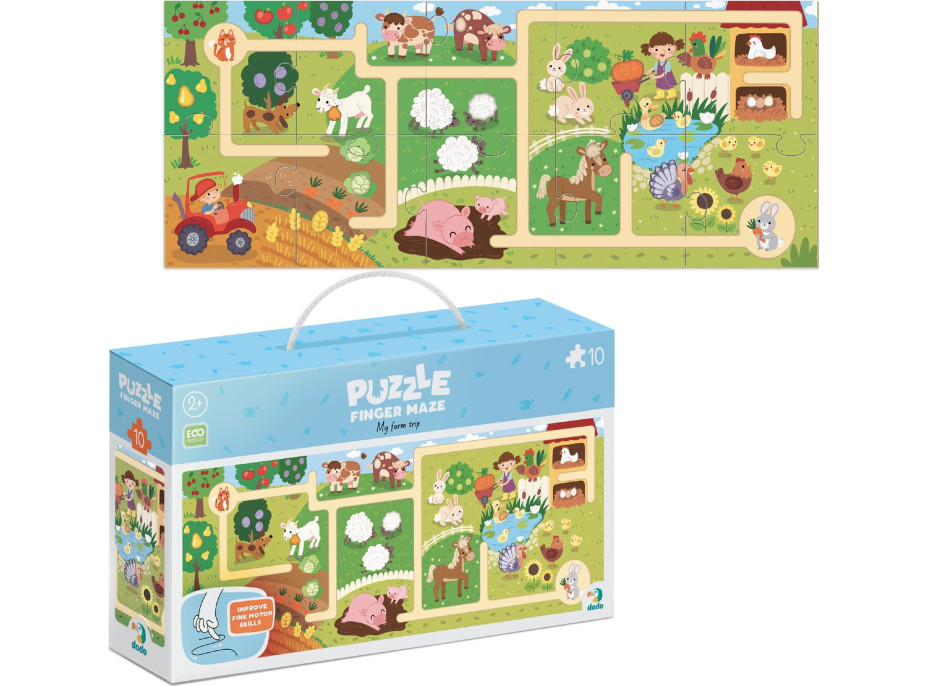 DODO Puzzle Labyrint: Cesta farmou 10 dielikov