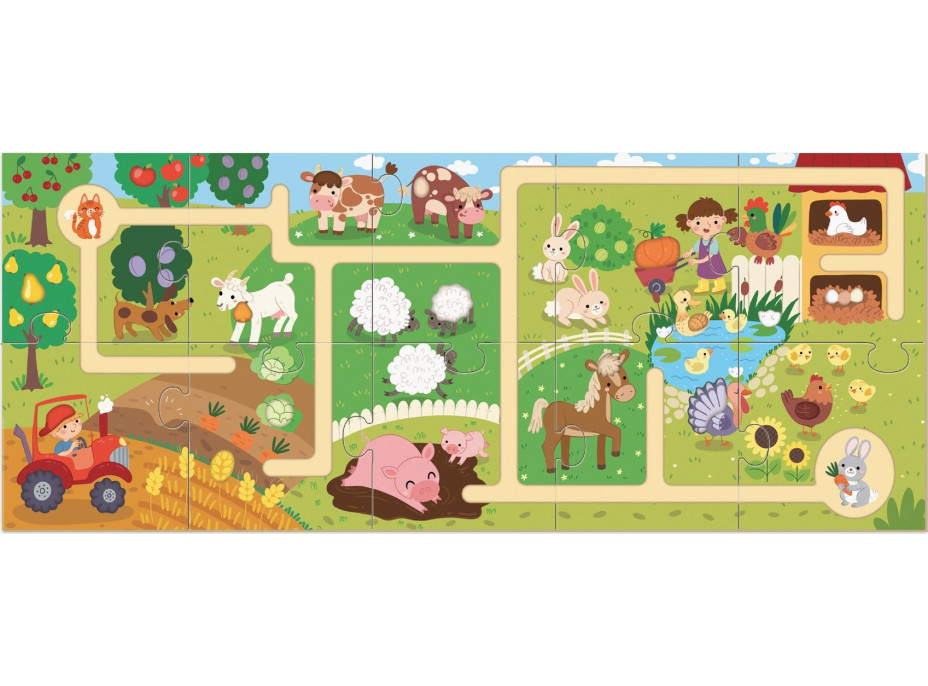 DODO Puzzle Labyrint: Cesta farmou 10 dielikov