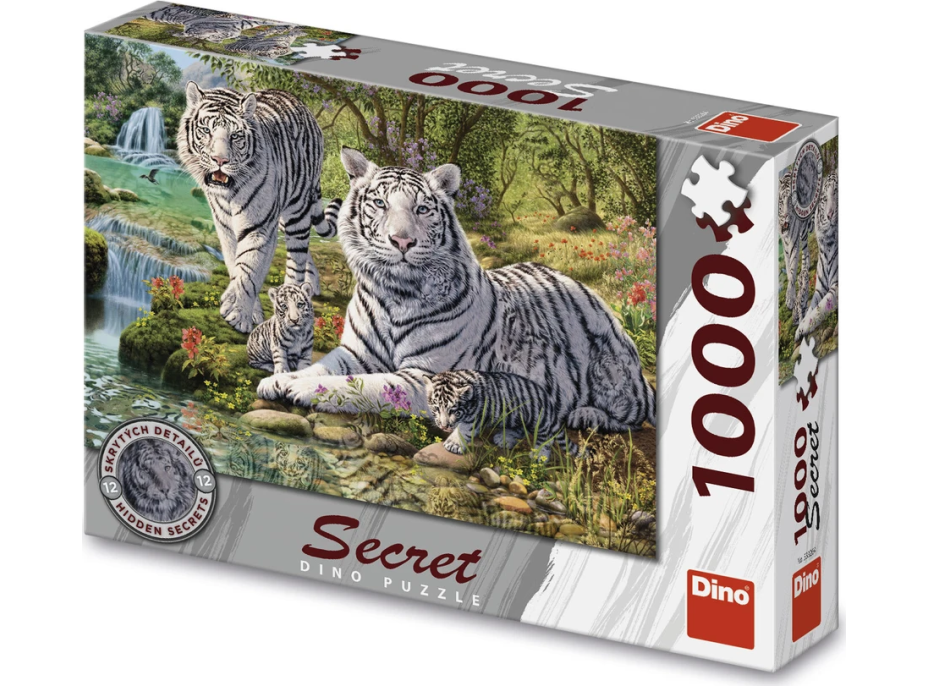 DINO Puzzle Secret Collection: Bieli tigre 1000 dielikov