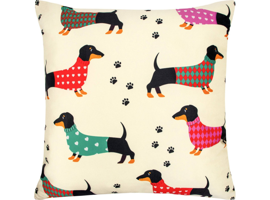 Obliečka na vankúš DOGGY 40x40 cm - Jazvečíky Obliečka na vankúš DOGGY 40x40 cm - Jazvečíky