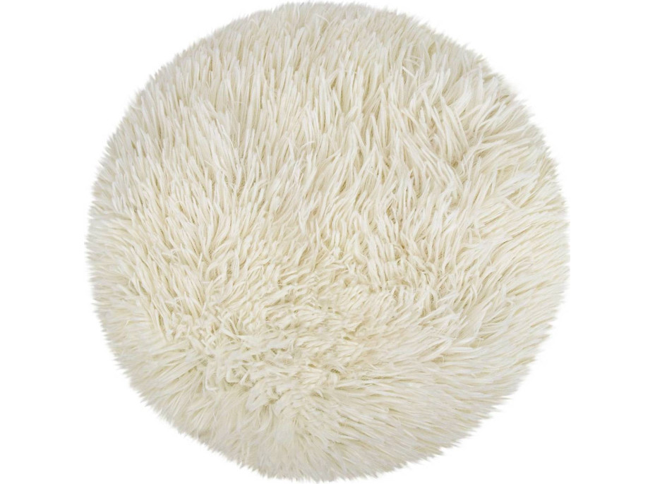 Dekoratívny okrúhly vankúš FLUFFY - 35 cm - biely