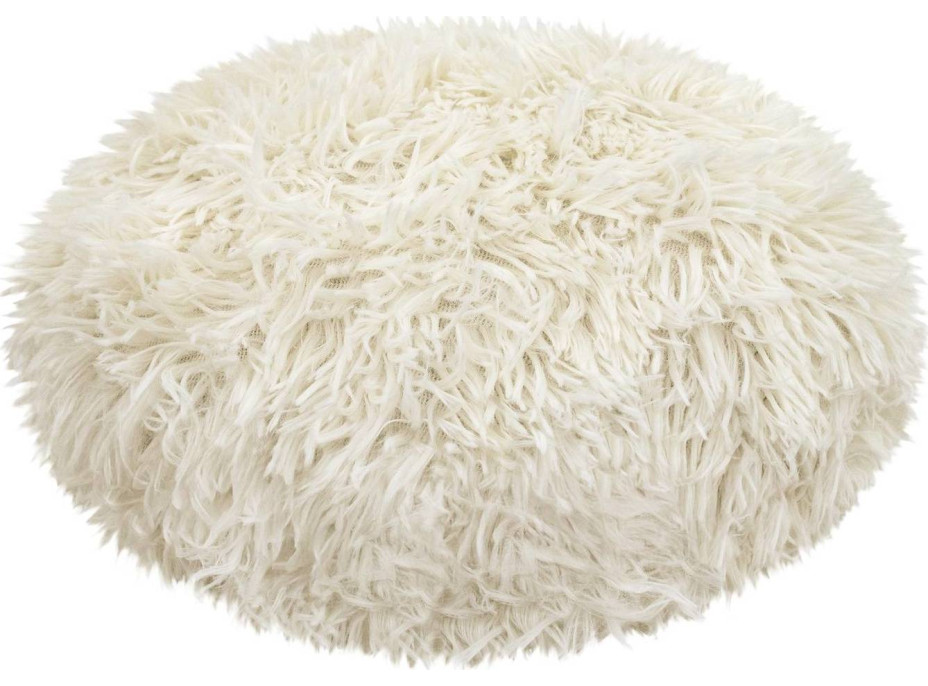 Dekoratívny okrúhly vankúš FLUFFY - 35 cm - biely