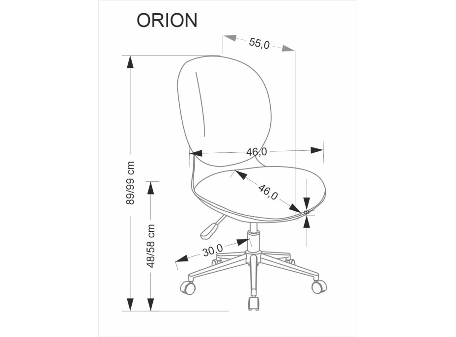 Detská otočná stolička ORION - čierna/sivá