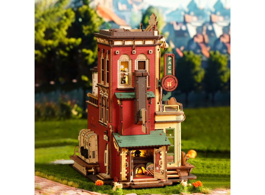 RoboTime 3D drevená skladačka hracie skrinky Kúzelná továreň na darčeky