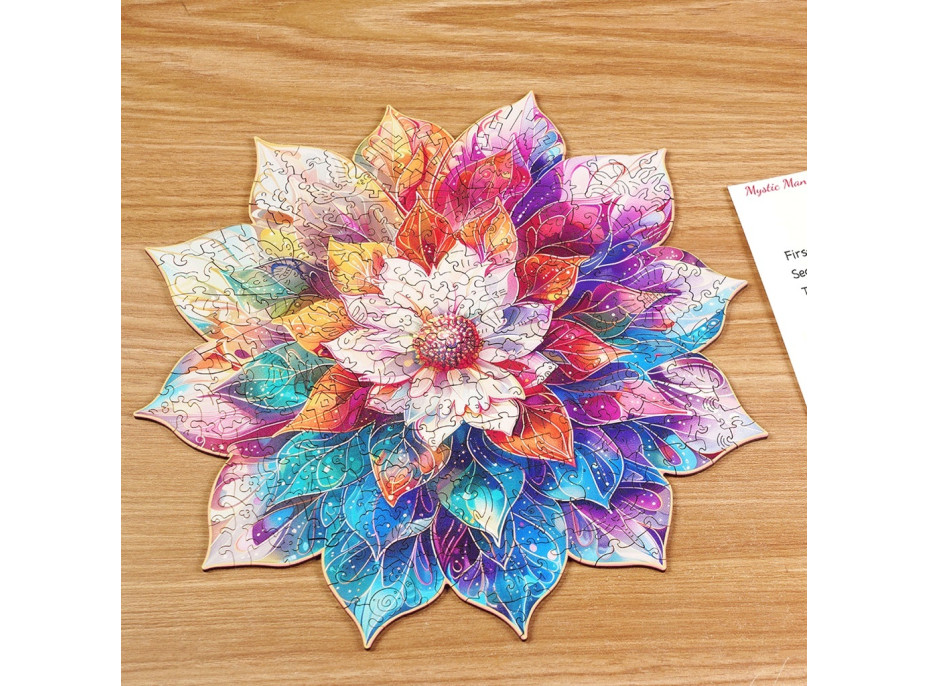 RoboTime Drevené puzzle Kvetinová mandala