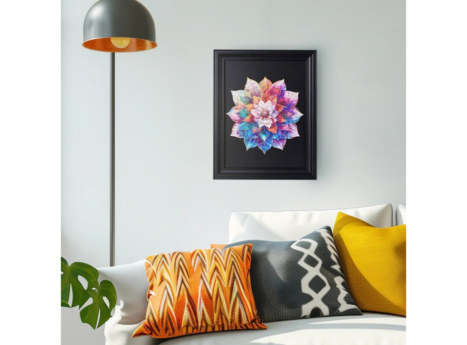 RoboTime Drevené puzzle Kvetinová mandala