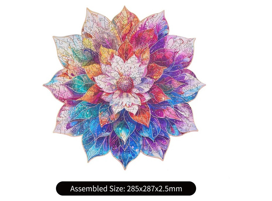 RoboTime Drevené puzzle Kvetinová mandala