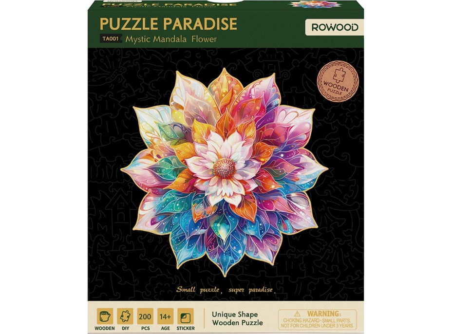RoboTime Drevené puzzle Kvetinová mandala