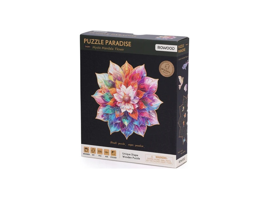 RoboTime Drevené puzzle Kvetinová mandala