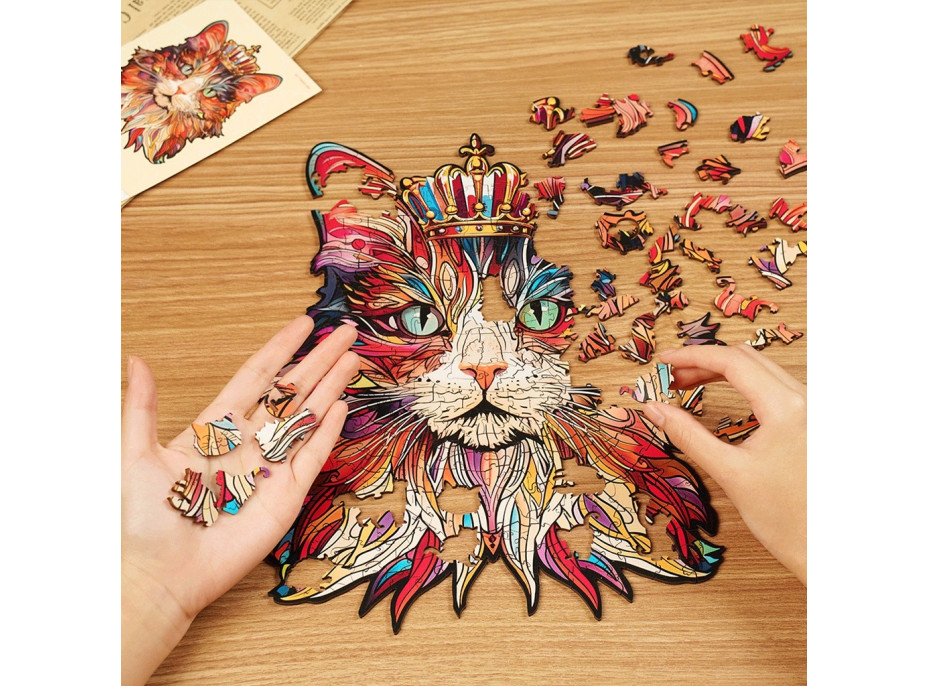 RoboTime Drevené puzzle Mačacie kráľ
