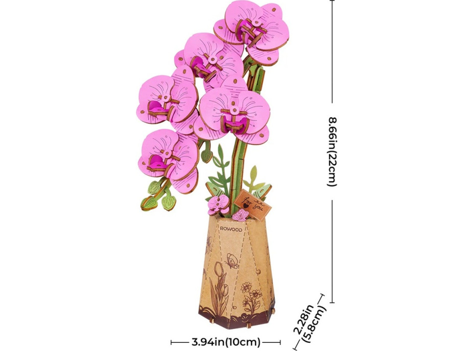RoboTime 3D drevená skladačka Fialová orchidea