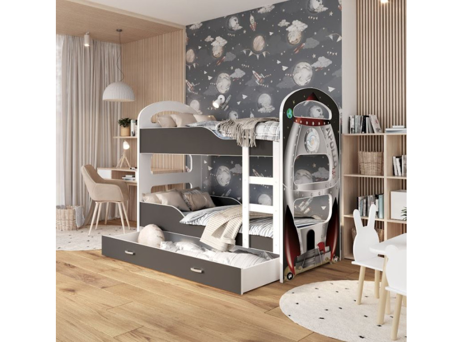 Detská poschodová posteľ Dominik Q - 190x80 cm - RAKETA