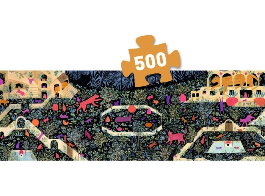 DJECO Panoramatické puzzle Kráľovstvo mačiek 500 dielikov