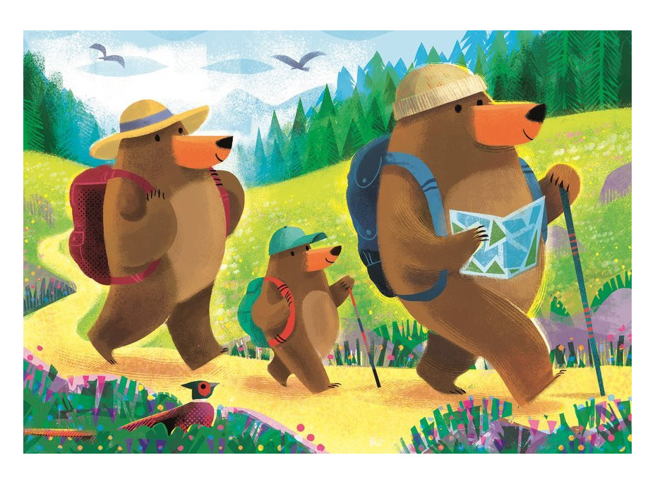 RAVENSBURGER Puzzle Medvedia rodinka na výlete 2x24 dielikov