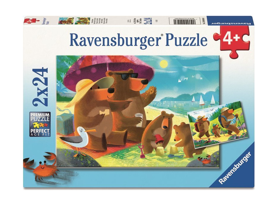 RAVENSBURGER Puzzle Medvedia rodinka na výlete 2x24 dielikov